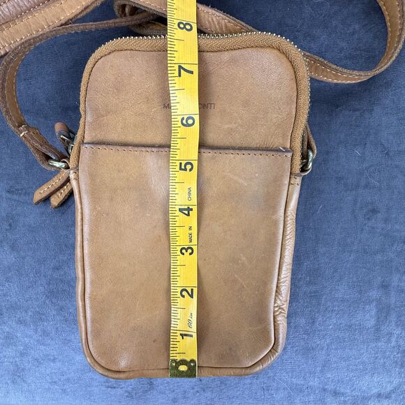 Marta Ponti Genuine Leather Crossbody Small Tan Shoulder Purse Travel Organizer - Picture 10 of 12